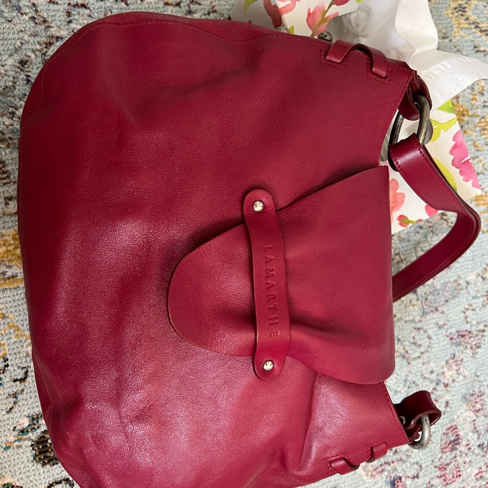 Lamarque Burgundy Leather Shoulder Bag